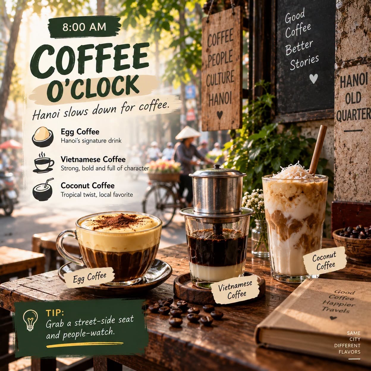 Hanoi food guide coffee o'clock: egg coffee, Vietnamese coffee, coconut coffee