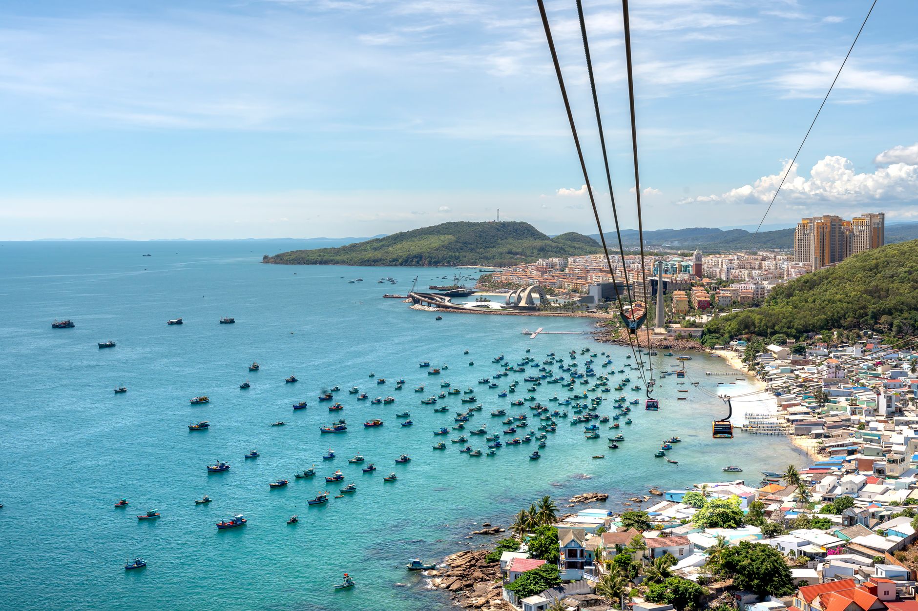 Conclusion — A breathtaking aerial view of Phu Quoc Island with boats, coastline, and cable c (photo: Quang Nguyen Vinh)