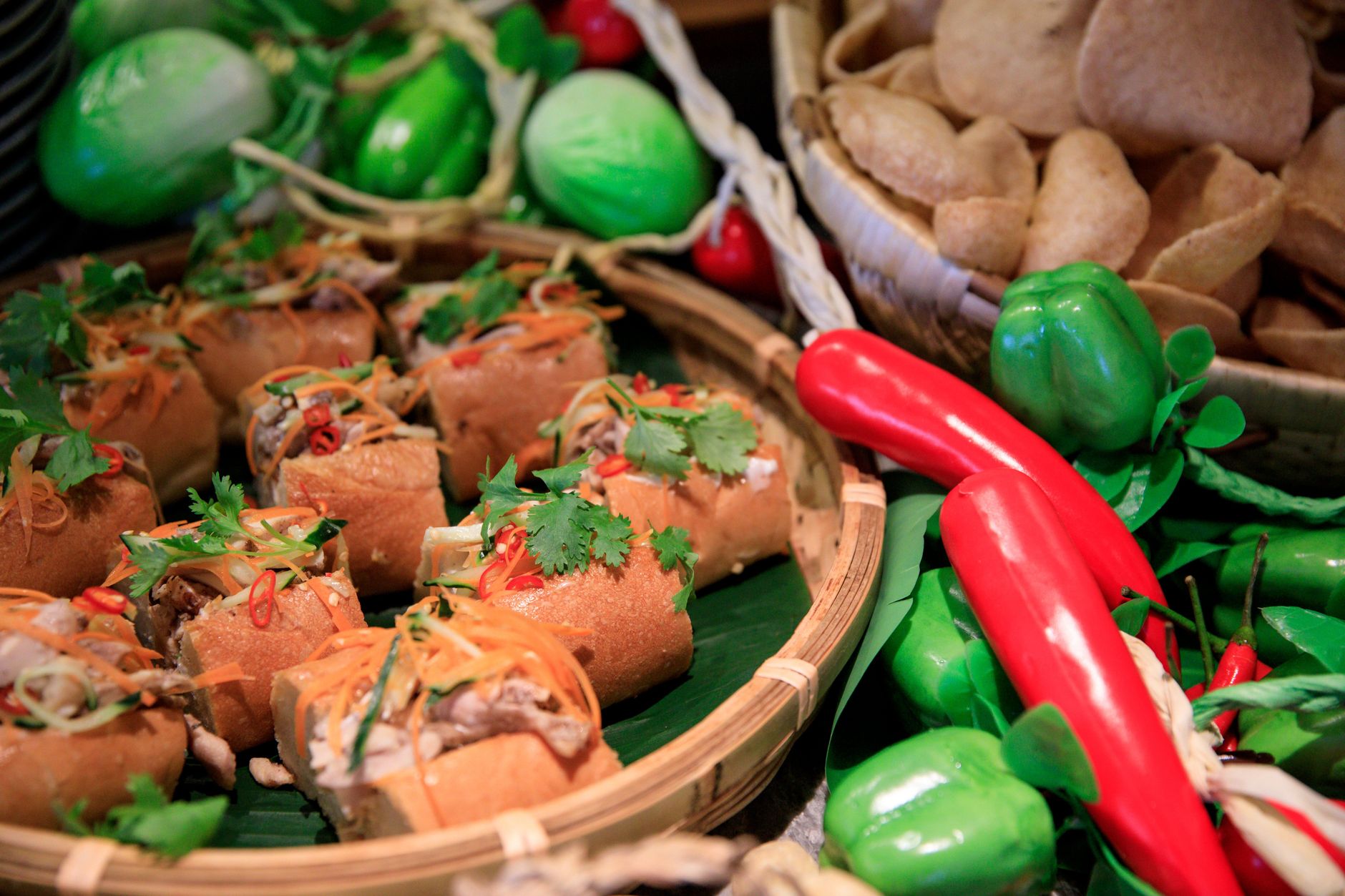 Conclusion — Colorful Vietnamese Banh Mi rolls surrounded by fresh vegetables, showcasing vib (photo: Change C.C)