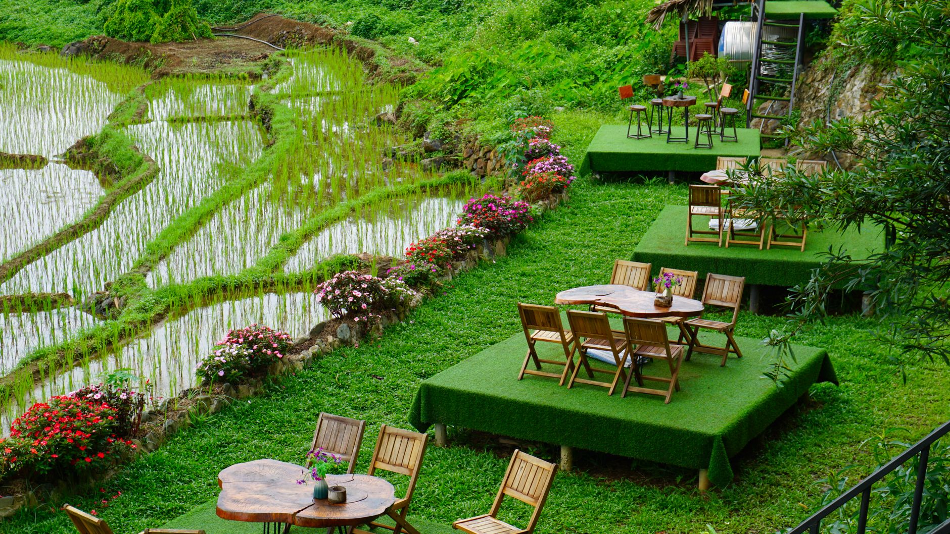 What to Expect on the Ground — Relax at a terrace cafe in Pu Luong, Vietnam, with views of lush rice terraces. (photo: Duong Nguyen)